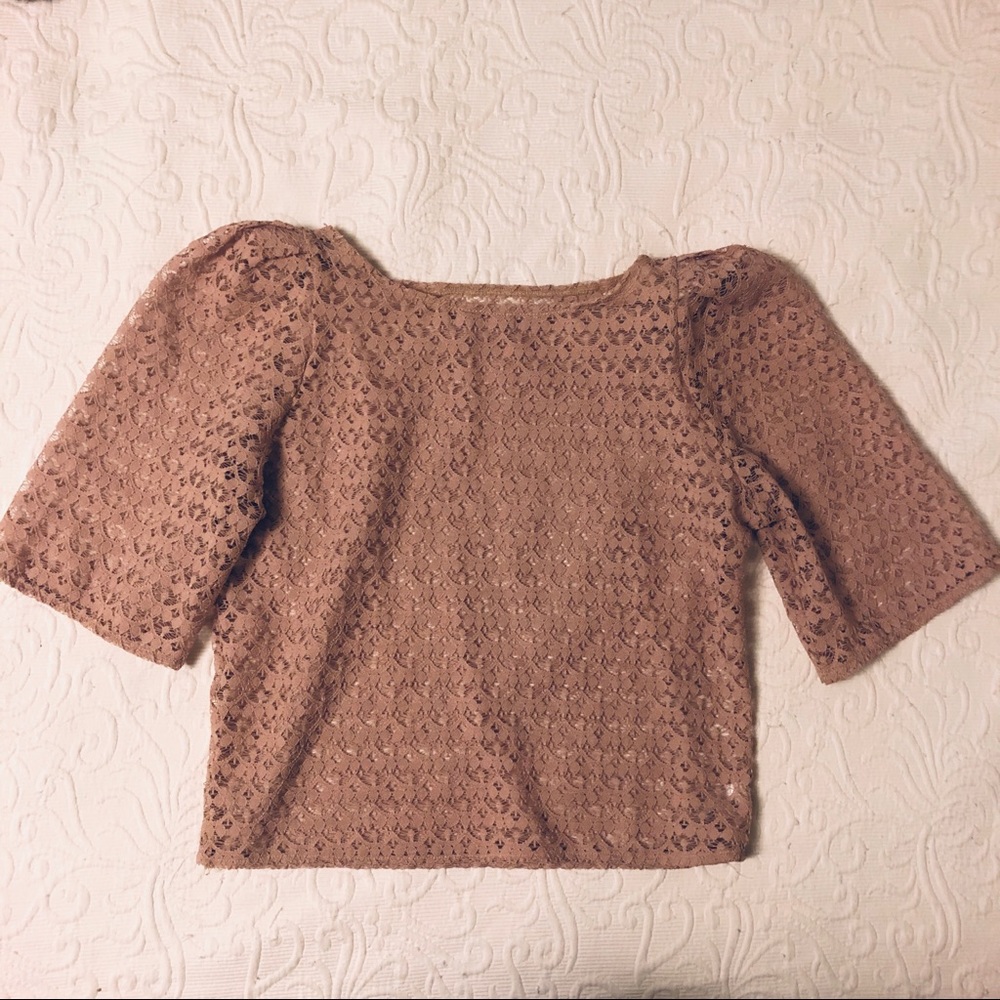 American Apparel Lace Puff Sleeve Blouse